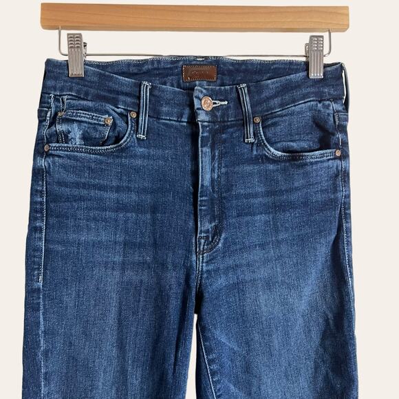 Mother The Looker Ankle Fray Invitation Only Blue Denim Skinny Jeans Size 26 - Picture 5 of 14